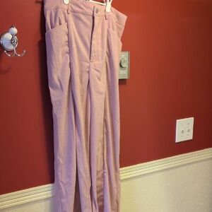 Women's Pink High-Waisted Courderoy Like Pants
